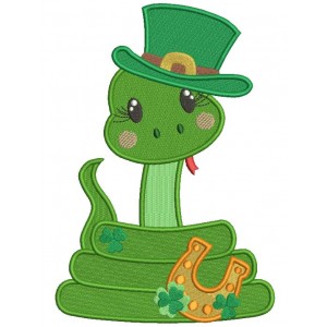 Lucky Snake St. Patrick's Day Filled Machine Embroidery Design Digitized Pattern